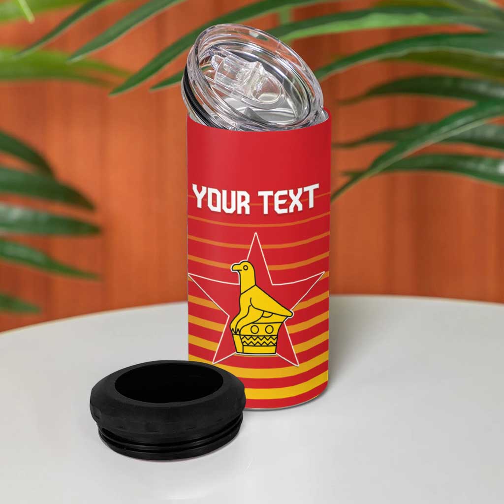 Custom Zimbabwe Cricket 4 in 1 Can Cooler Tumbler Come On Chevrons - African Pride