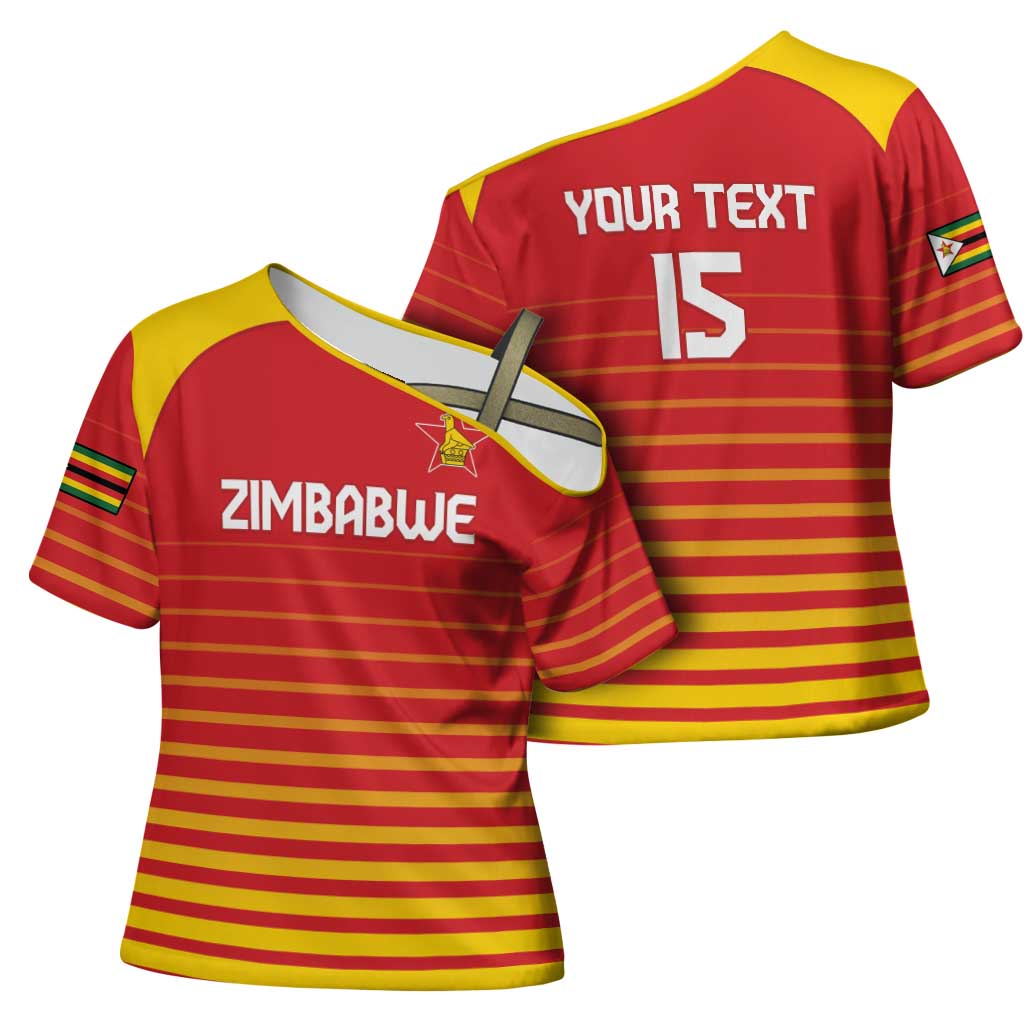 Custom Zimbabwe Cricket Cross Shoulder Shirt Go Chevrons Go
