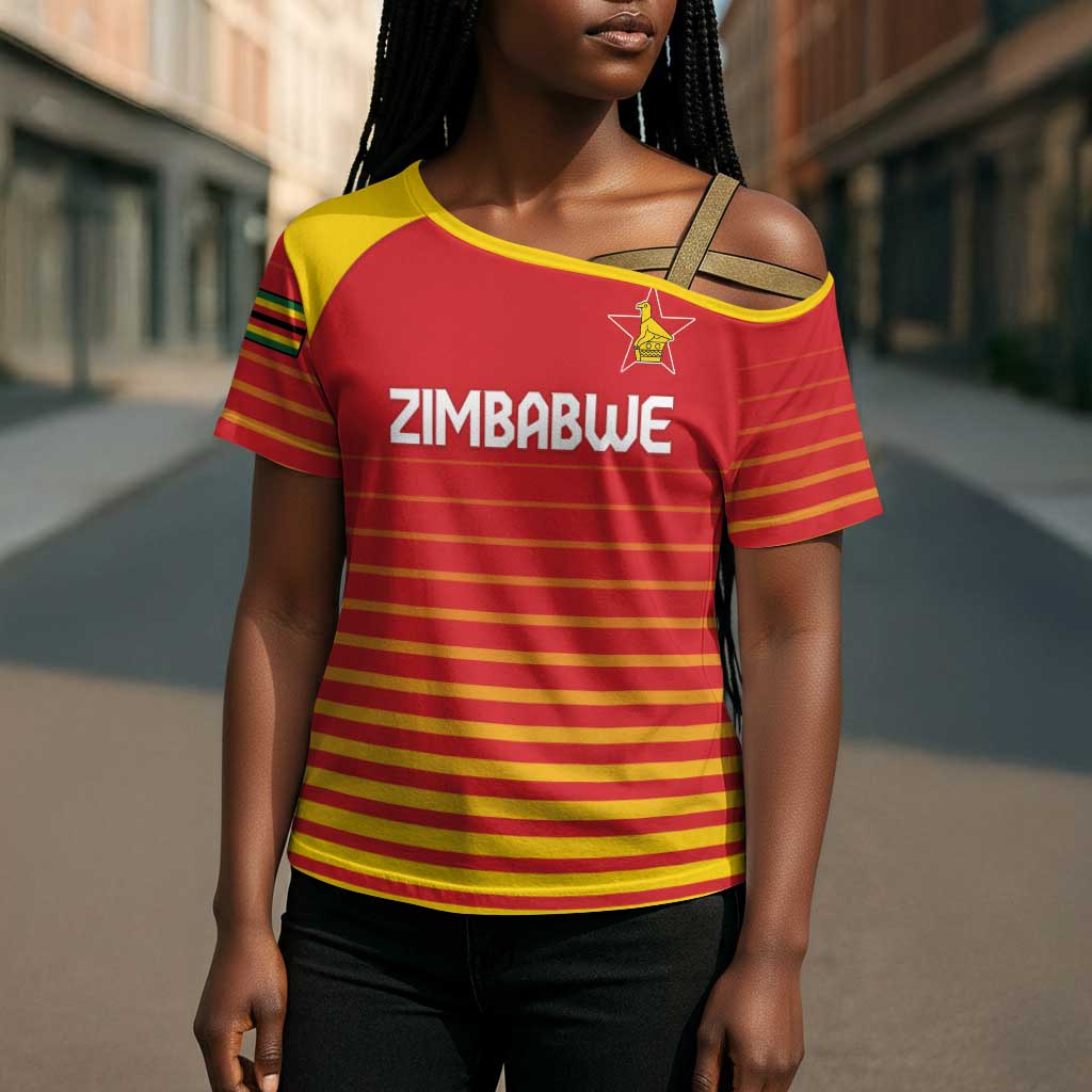 Custom Zimbabwe Cricket Cross Shoulder Shirt Go Chevrons Go