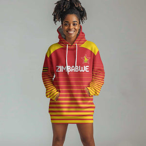 Custom Zimbabwe Cricket Hoodie Dress Come On Chevrons - African Pride