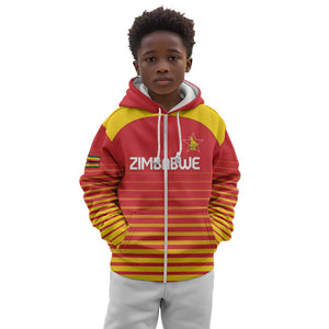 Custom Zimbabwe Cricket Kid Hoodie Come On Chevrons - African Pride