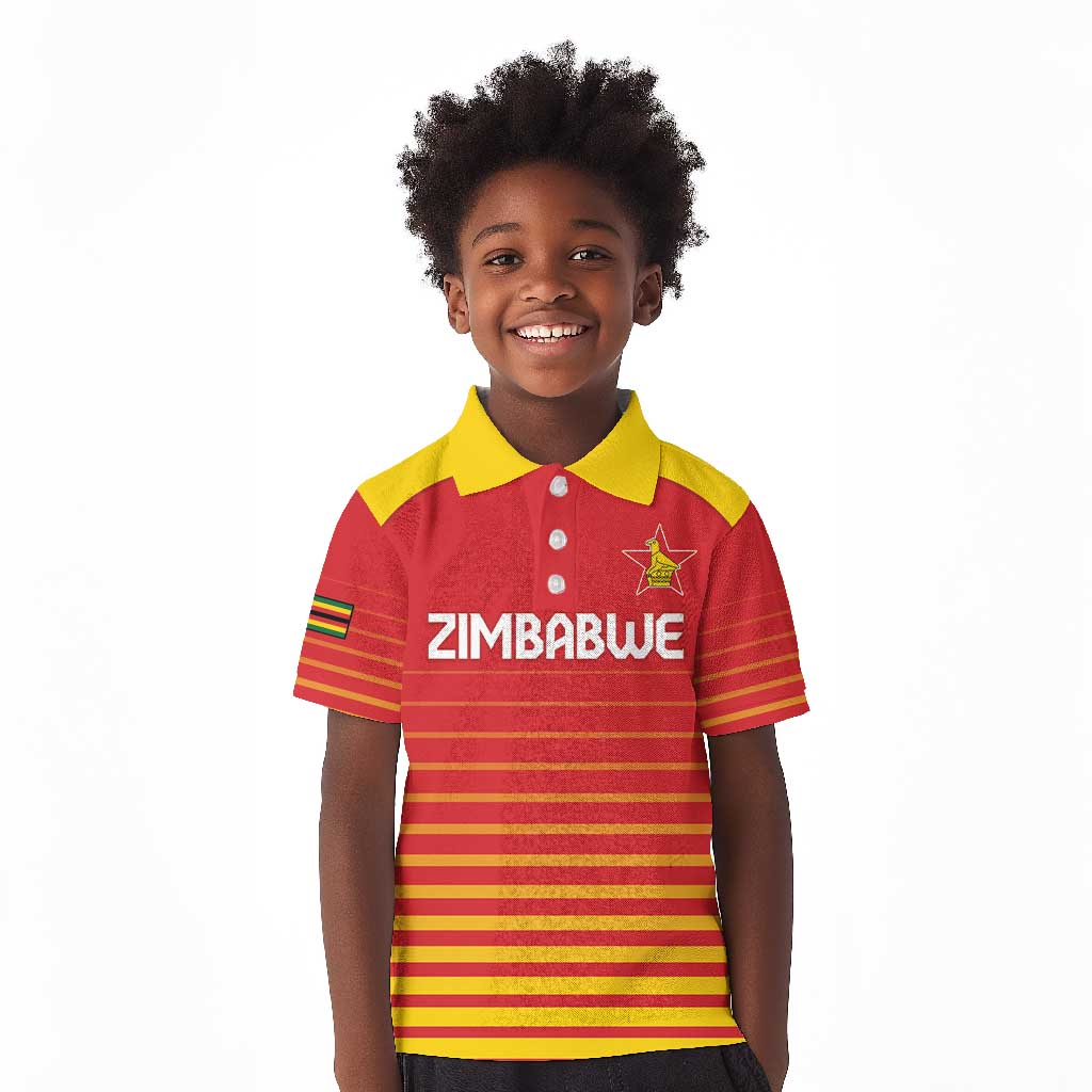 Custom Zimbabwe Cricket Kid Polo Shirt Come On Chevrons - African Pride