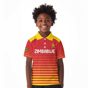 Custom Zimbabwe Cricket Kid Polo Shirt Come On Chevrons - African Pride