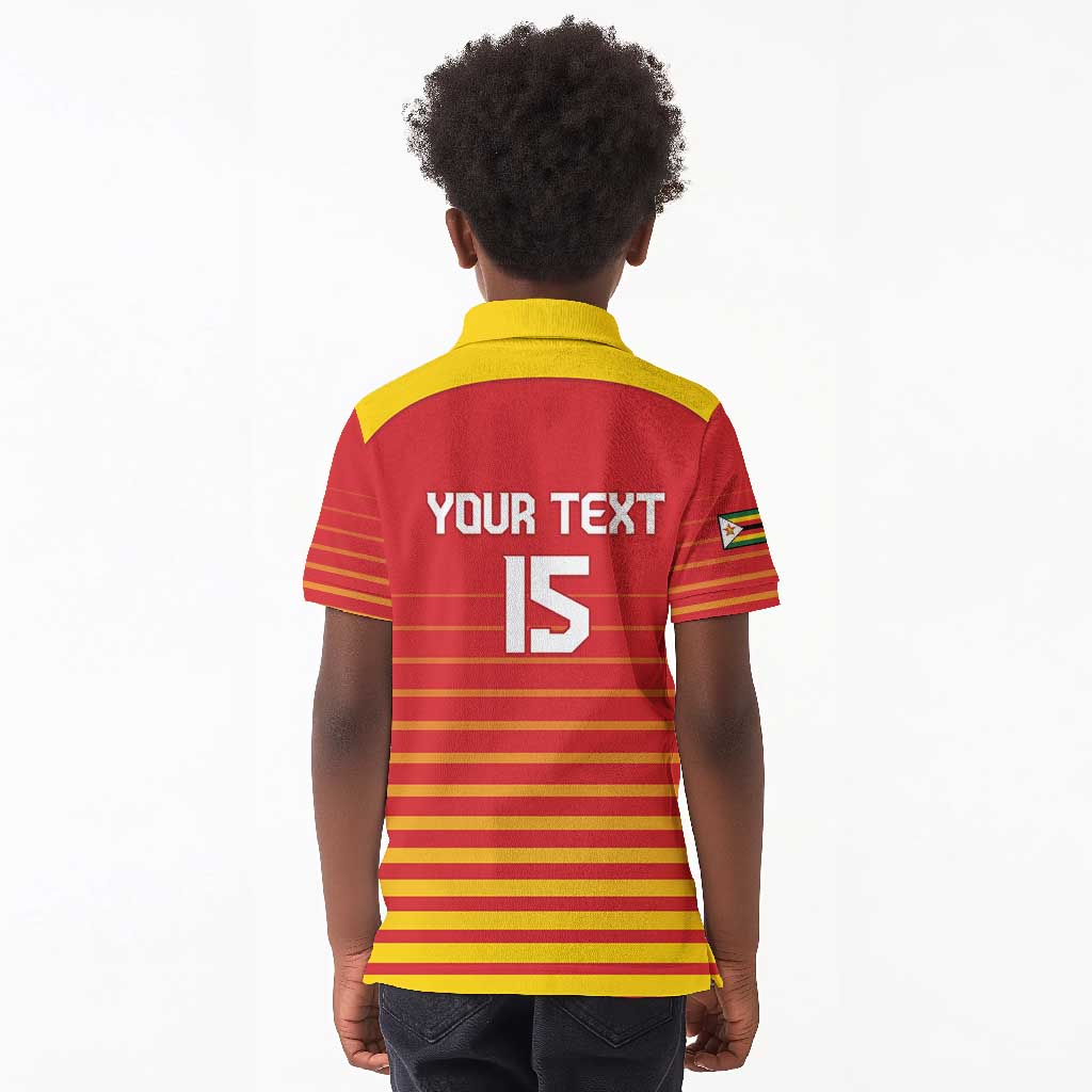 Custom Zimbabwe Cricket Kid Polo Shirt Come On Chevrons - African Pride