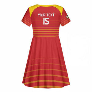 Custom Zimbabwe Cricket Kid Short Sleeve Dress Come On Chevrons - African Pride