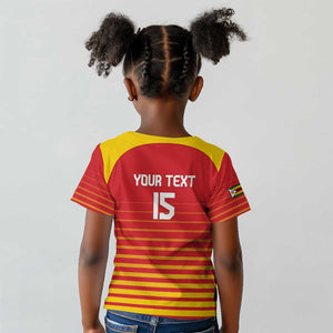 Custom Zimbabwe Cricket Kid T shirt Come On Chevrons - African Pride