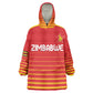 Custom Zimbabwe Cricket Kid Wearable Blanket Hoodie Come On Chevrons - African Pride