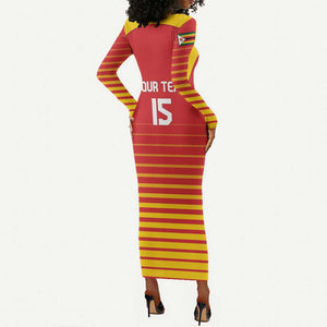 Custom Zimbabwe Cricket Long Sleeve Bodycon Dress Come On Chevrons - African Pride