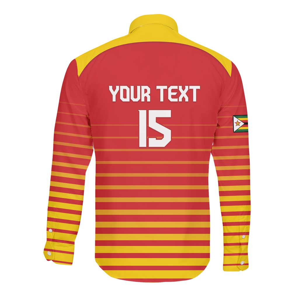 Custom Zimbabwe Cricket Long Sleeve Button Shirt Come On Chevrons - African Pride