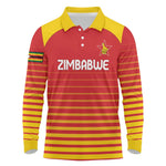 Custom Zimbabwe Cricket Long Sleeve Polo Shirt Come On Chevrons - African Pride