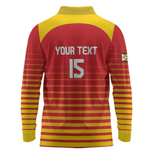 Custom Zimbabwe Cricket Long Sleeve Polo Shirt Come On Chevrons - African Pride