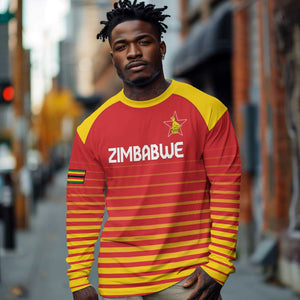 Custom Zimbabwe Cricket Long Sleeve Shirt Come On Chevrons - African Pride
