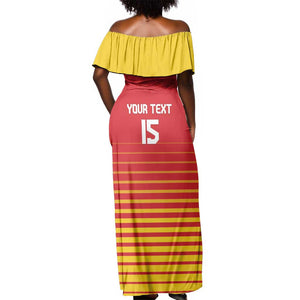 Custom Zimbabwe Cricket Off Shoulder Maxi Dress Come On Chevrons - African Pride