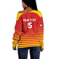 Custom Zimbabwe Cricket Off Shoulder Sweater Come On Chevrons - African Pride