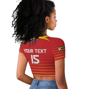 Custom Zimbabwe Cricket Raglan Cropped T shirt Come On Chevrons - African Pride