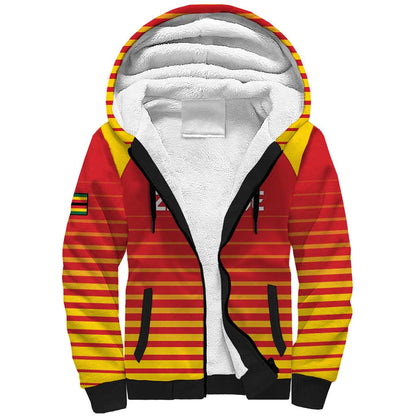 Custom Zimbabwe Cricket Sherpa Hoodie Come On Chevrons - African Pride