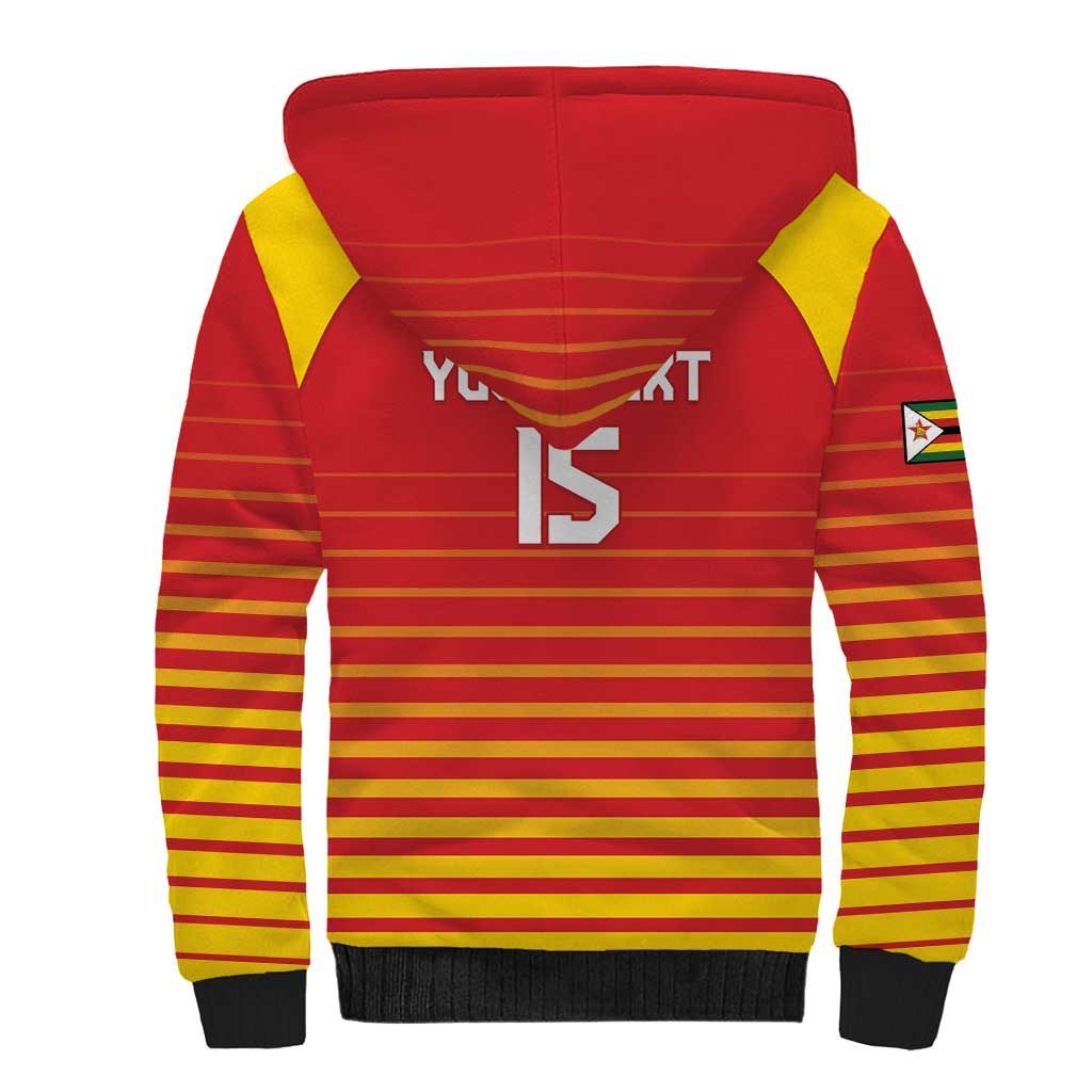 Custom Zimbabwe Cricket Sherpa Hoodie Come On Chevrons - African Pride