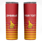 Custom Zimbabwe Cricket Skinny Tumbler Come On Chevrons - African Pride
