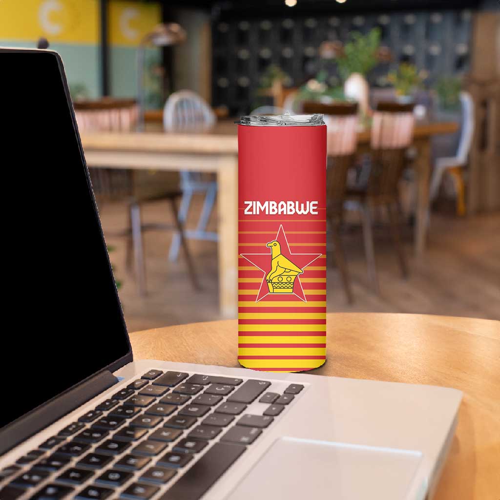 Custom Zimbabwe Cricket Skinny Tumbler Come On Chevrons - African Pride