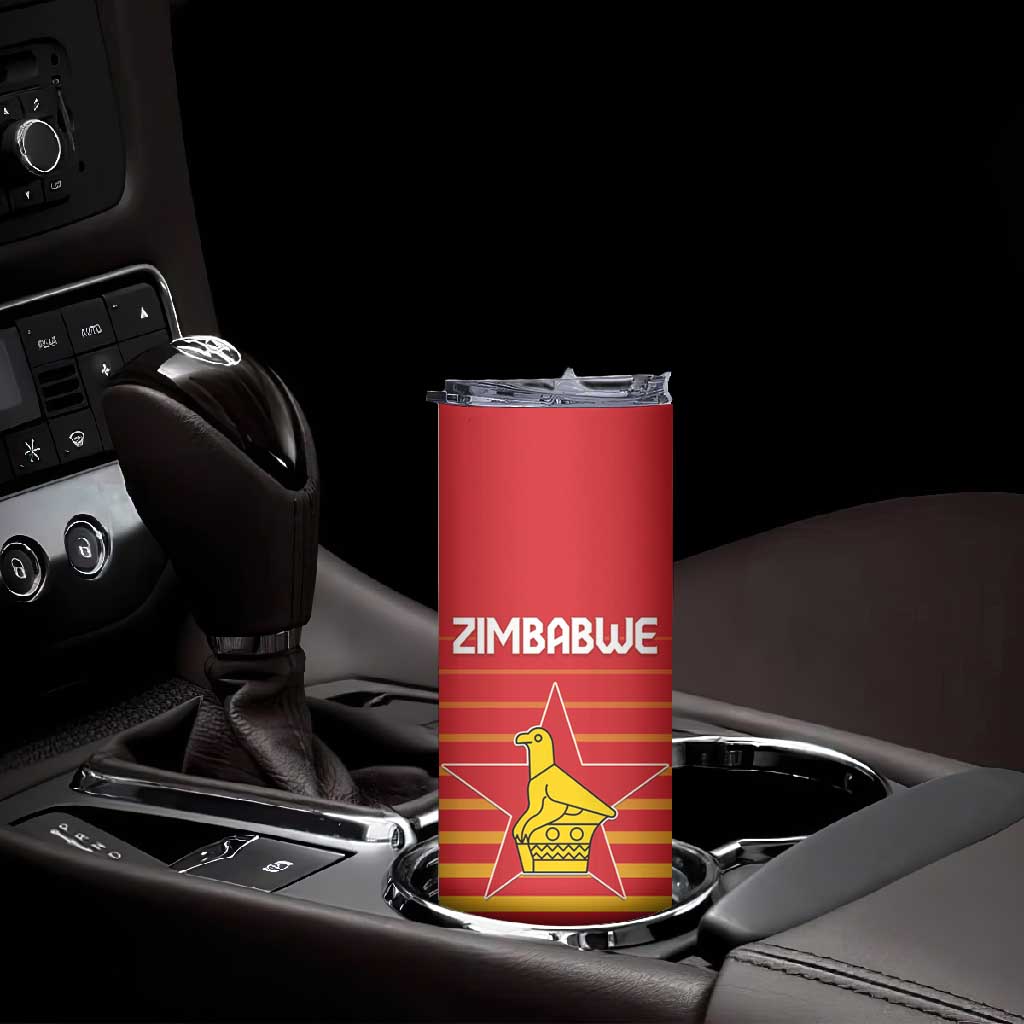 Custom Zimbabwe Cricket Skinny Tumbler Come On Chevrons - African Pride