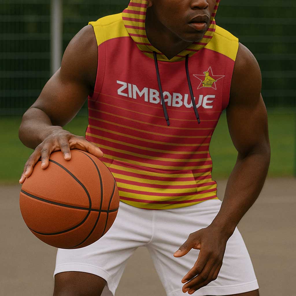 Custom Zimbabwe Cricket Sleeveless Hoodie Come On Chevrons - African Pride
