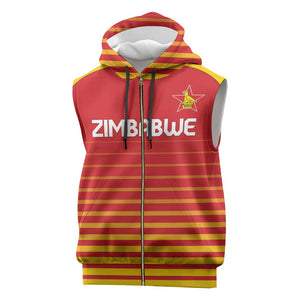 Custom Zimbabwe Cricket Sleeveless Zip Hoodie Come On Chevrons - African Pride