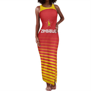Custom Zimbabwe Cricket Tank Maxi Dress Come On Chevrons - African Pride