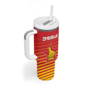 Custom Zimbabwe Cricket Tumbler With Handle Come On Chevrons - African Pride
