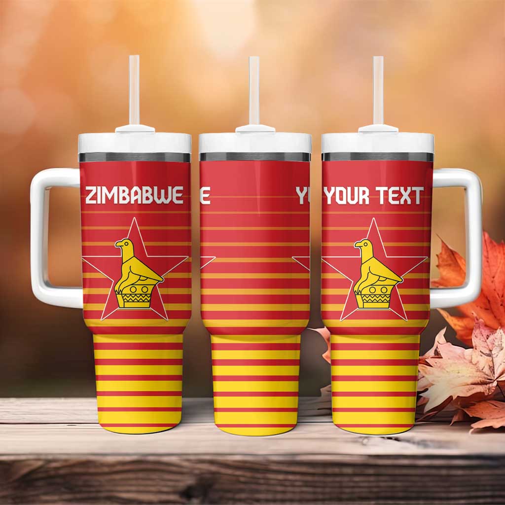 Custom Zimbabwe Cricket Tumbler With Handle Come On Chevrons - African Pride