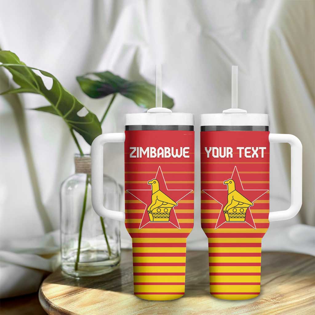 Custom Zimbabwe Cricket Tumbler With Handle Come On Chevrons - African Pride