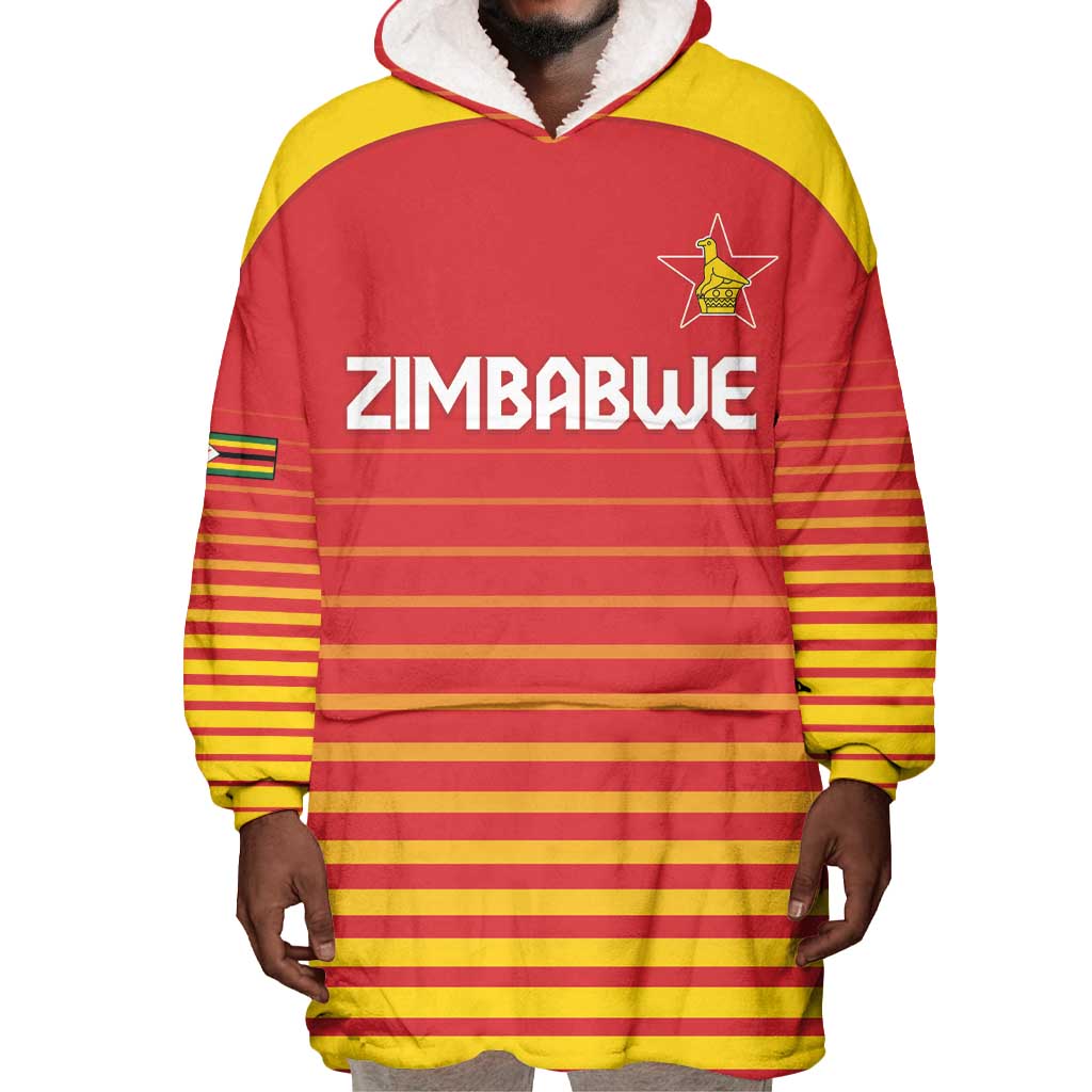 Custom Zimbabwe Cricket Wearable Blanket Hoodie Come On Chevrons - African Pride