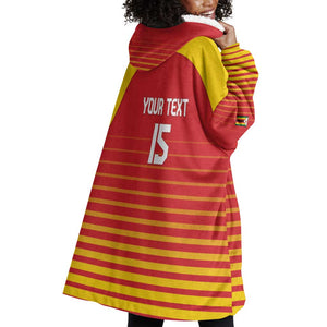 Custom Zimbabwe Cricket Wearable Blanket Hoodie Come On Chevrons - African Pride