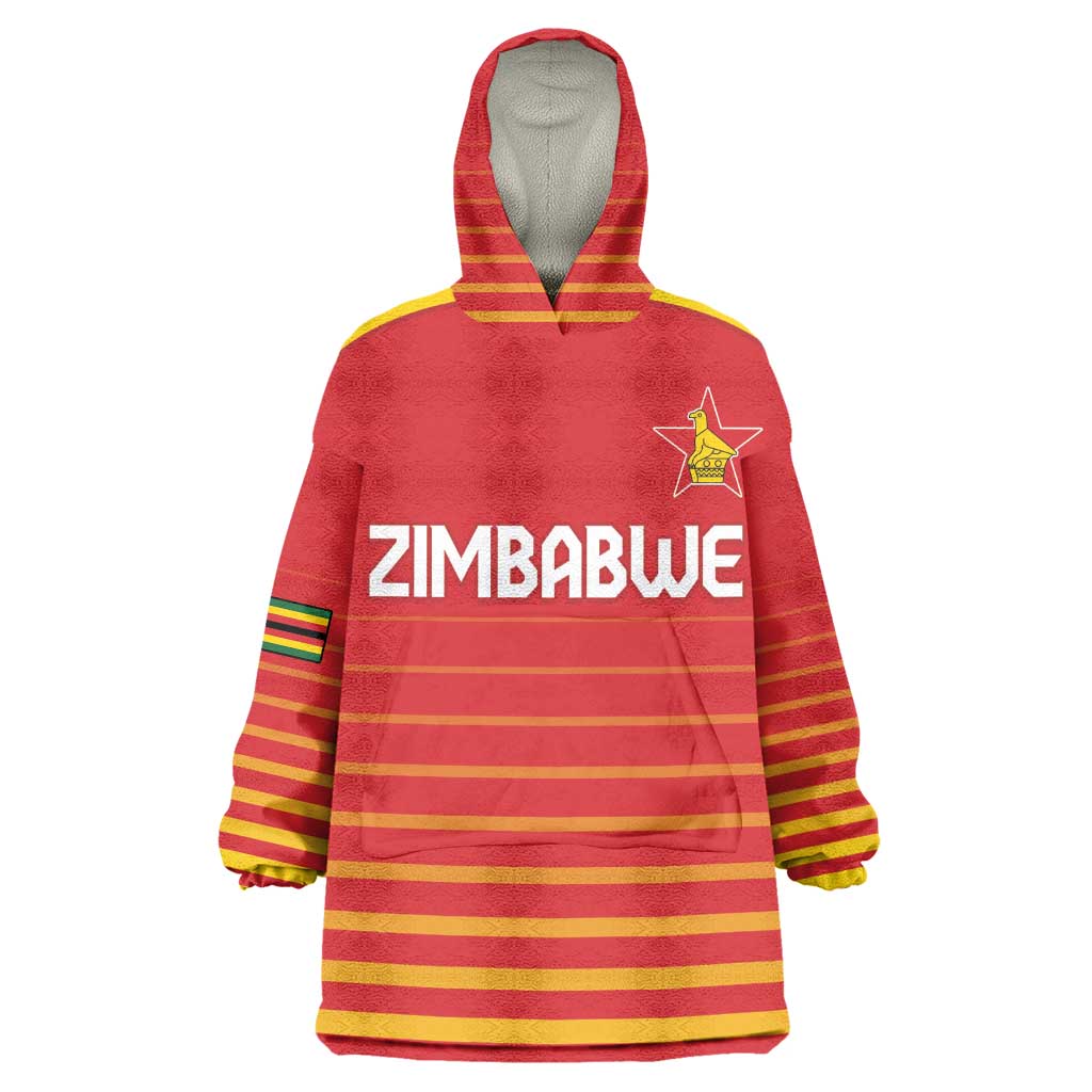 Custom Zimbabwe Cricket Wearable Blanket Hoodie Come On Chevrons - African Pride