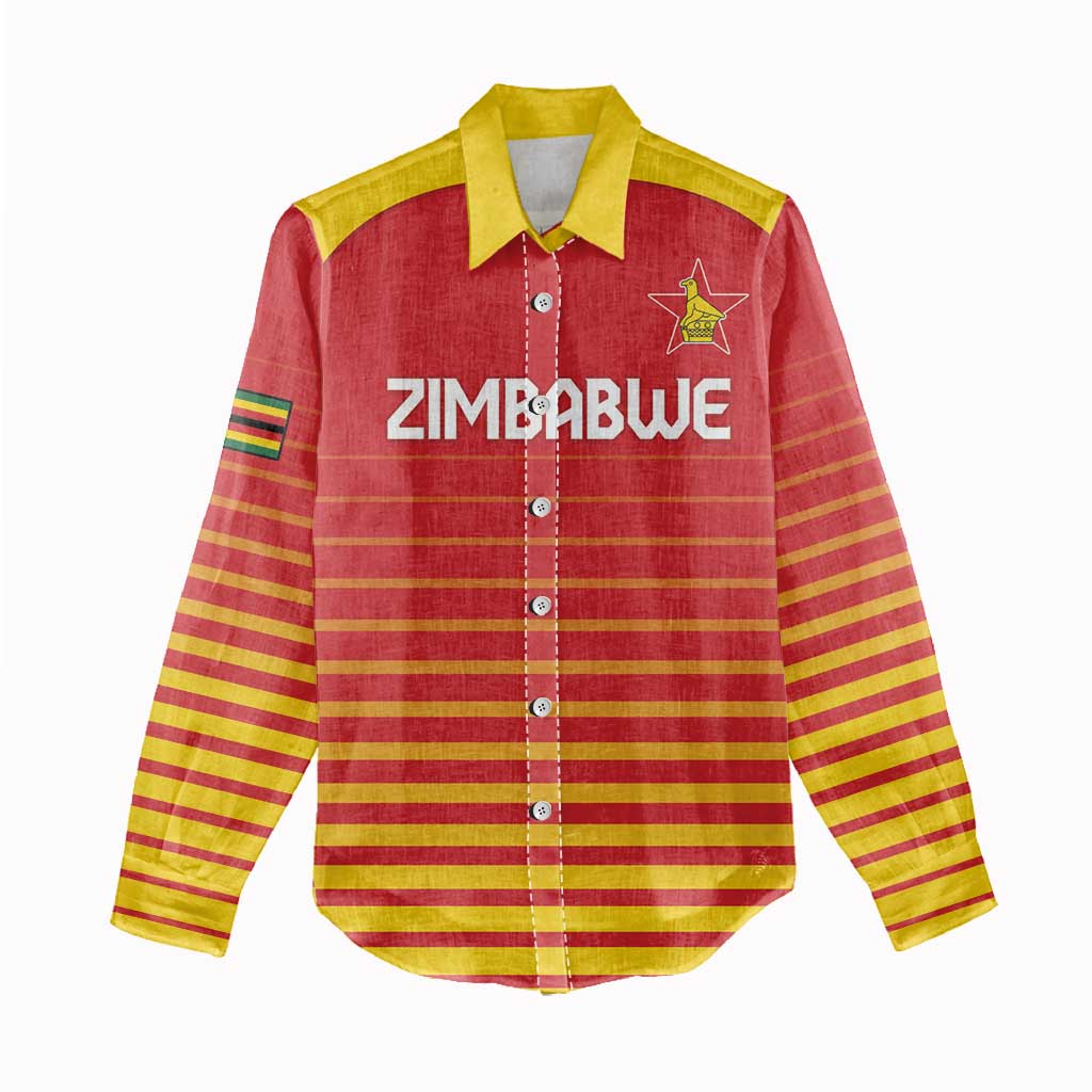 Custom Zimbabwe Cricket Women Casual Shirt Come On Chevrons - African Pride