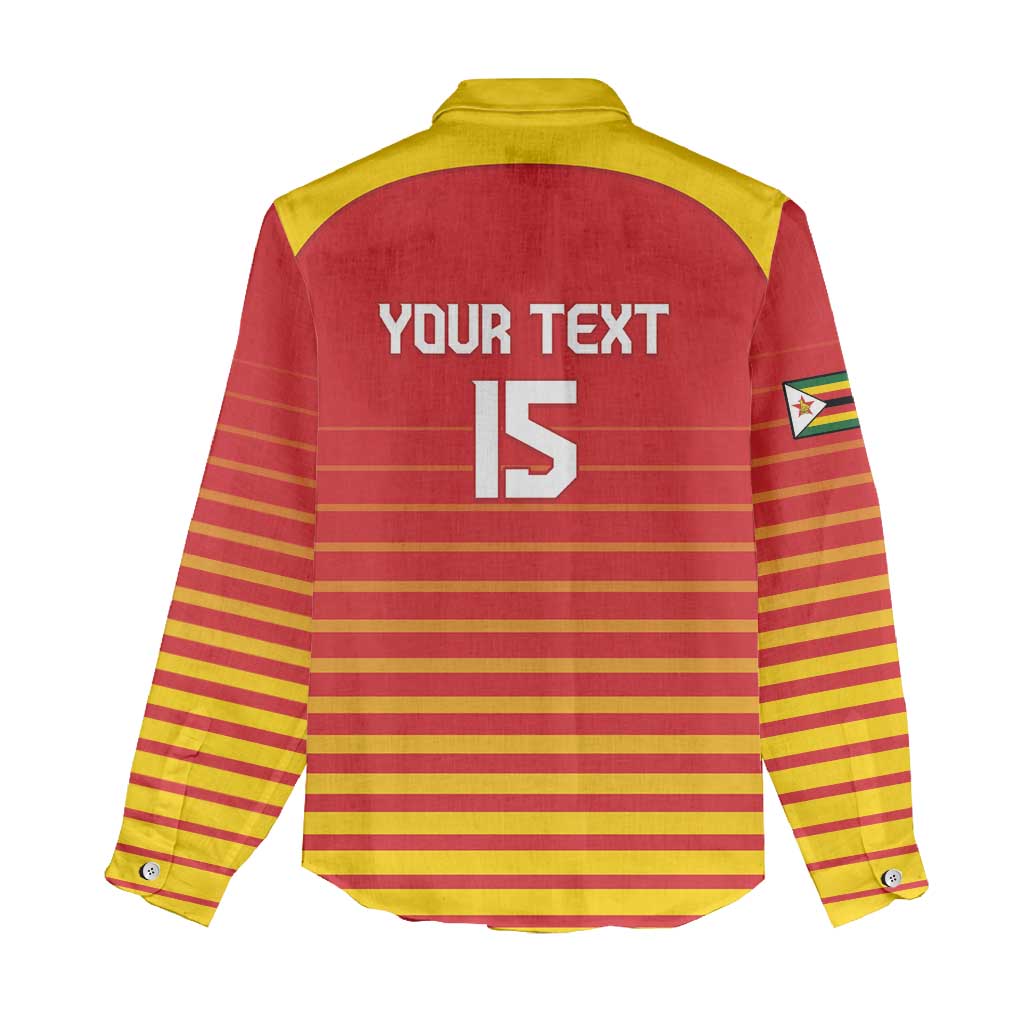Custom Zimbabwe Cricket Women Casual Shirt Come On Chevrons - African Pride
