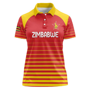 Custom Zimbabwe Cricket Women Polo Shirt Come On Chevrons - African Pride