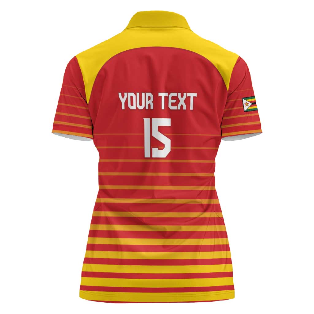 Custom Zimbabwe Cricket Women Polo Shirt Come On Chevrons - African Pride