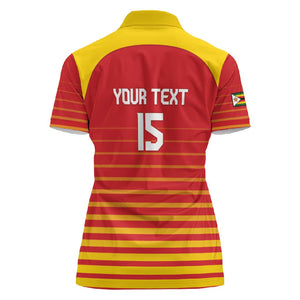 Custom Zimbabwe Cricket Women Polo Shirt Come On Chevrons - African Pride
