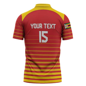 Custom Zimbabwe Cricket Zipper Polo Shirt Go Chevrons Go
