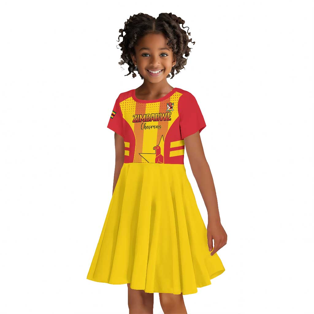 Custom Zimbabwe Cricket Kid Short Sleeve Dress Sporty Style - African Pride