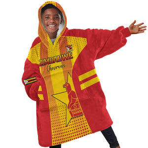 Custom Zimbabwe Cricket Kid Wearable Blanket Hoodie Sporty Style - African Pride