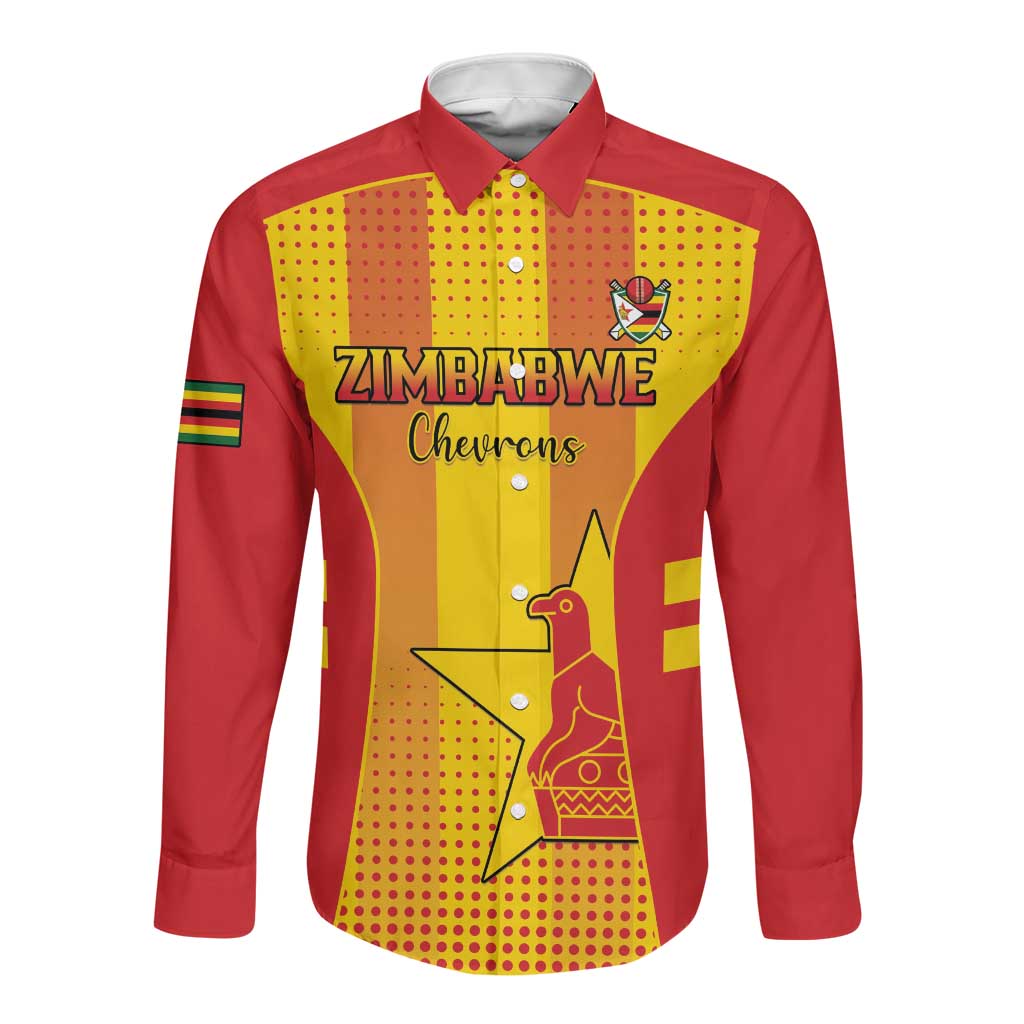 Custom Zimbabwe Cricket Long Sleeve Button Shirt Sporty Style - African Pride