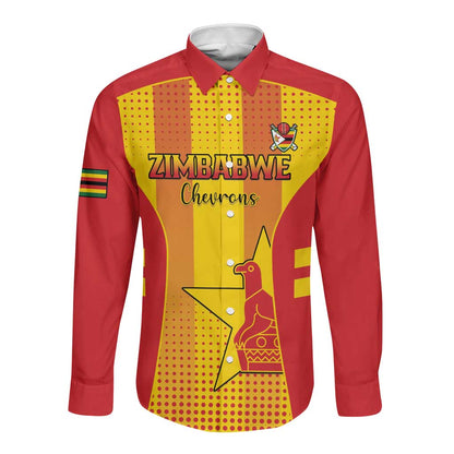 Custom Zimbabwe Cricket Long Sleeve Button Shirt Sporty Style - African Pride