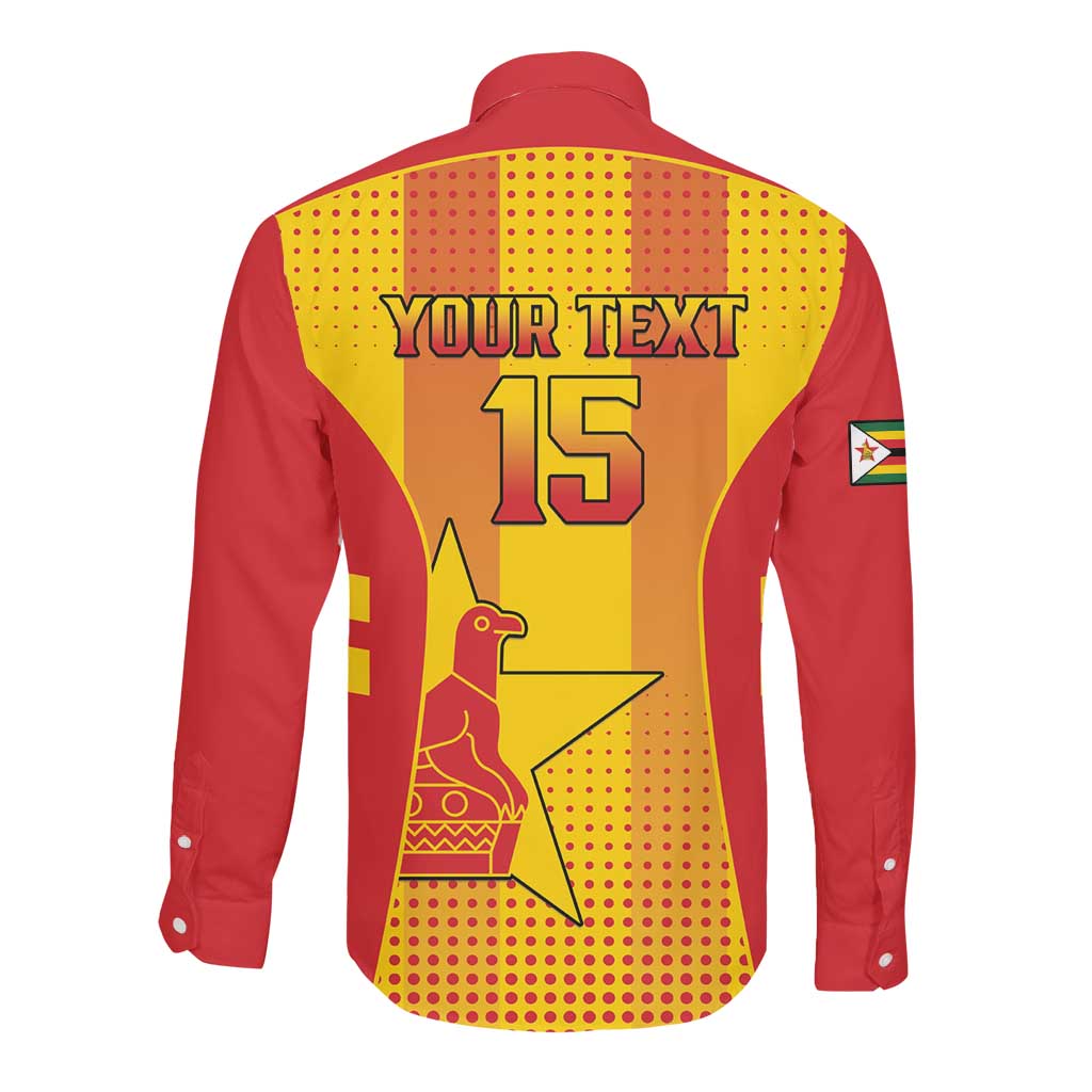 Custom Zimbabwe Cricket Long Sleeve Button Shirt Sporty Style - African Pride