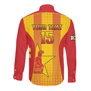 Custom Zimbabwe Cricket Long Sleeve Button Shirt Sporty Style - African Pride