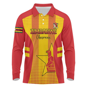 Custom Zimbabwe Cricket Long Sleeve Polo Shirt Sporty Style - African Pride