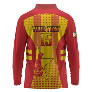 Custom Zimbabwe Cricket Long Sleeve Polo Shirt Sporty Style - African Pride