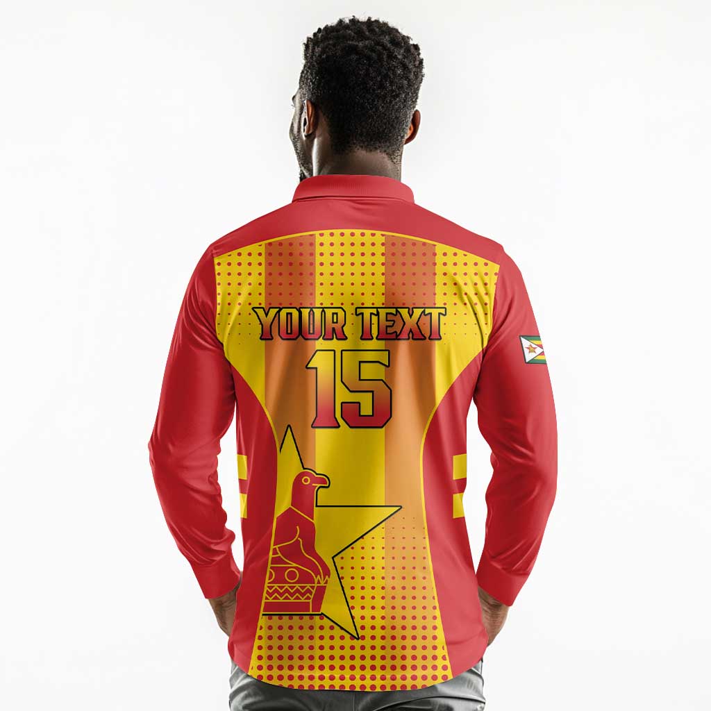 Custom Zimbabwe Cricket Long Sleeve Polo Shirt Sporty Style - African Pride