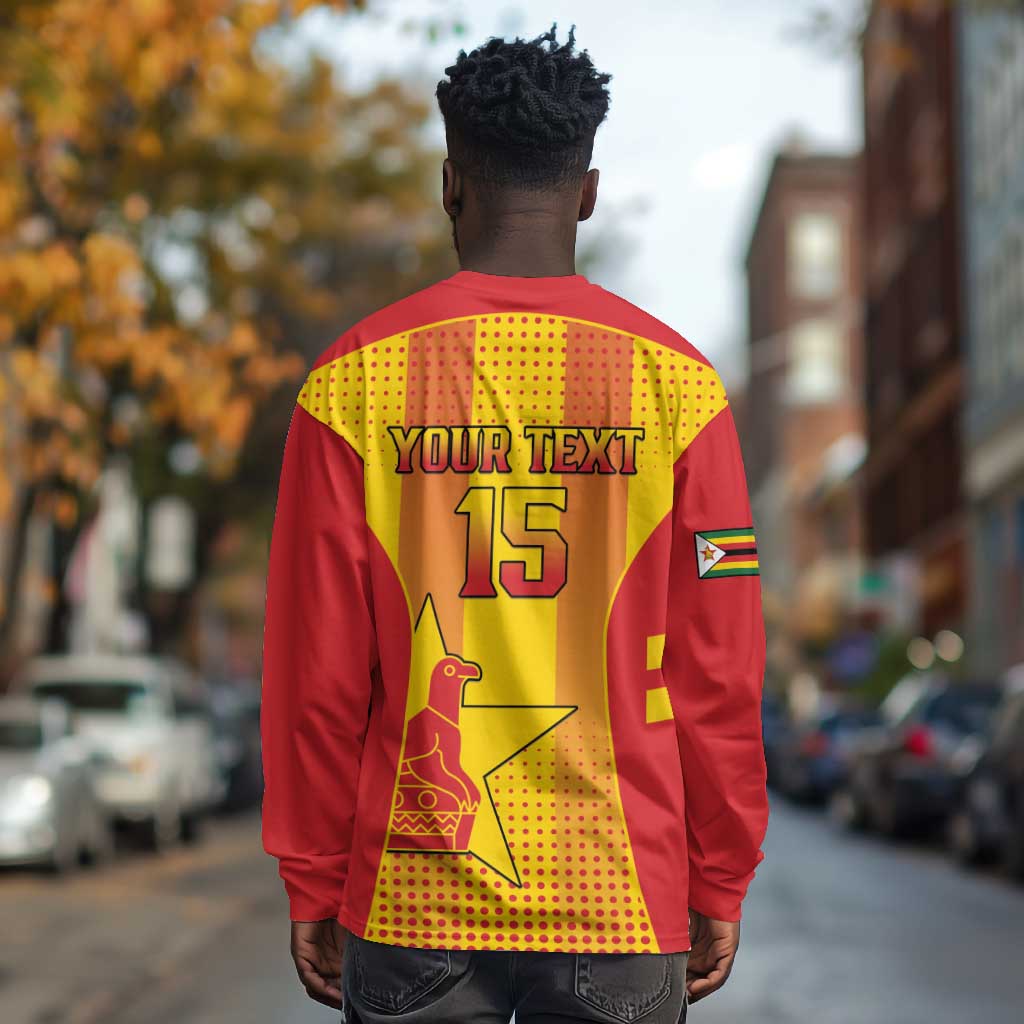 Custom Zimbabwe Cricket Long Sleeve Shirt Sporty Style - African Pride
