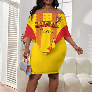 Custom Zimbabwe Cricket Off Shoulder Short Dress Sporty Style - African Pride